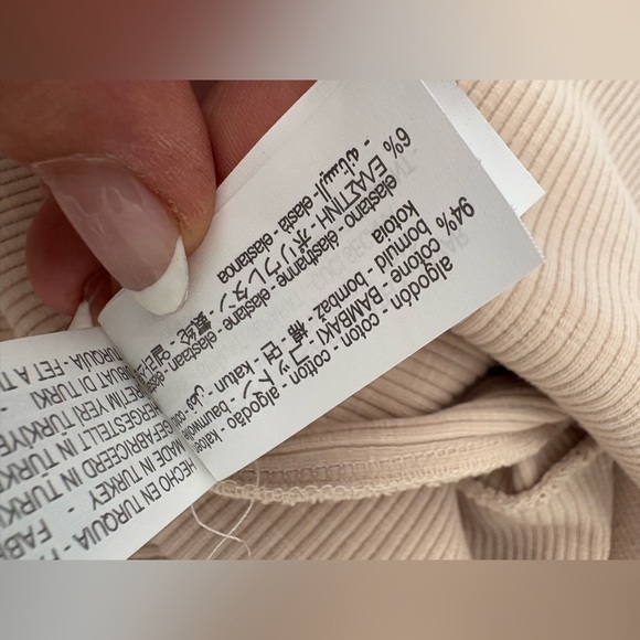 Zara NWOT beige cream ribbed fold over waist flare pants medium tall stretchy - Picture 5 of 11